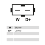 Stecker mit Polbelegung W, D+