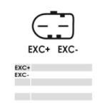 Stecker mit Polbelegung EXC+, EXC-