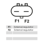 Stecker mit Polbelegung F1, F2