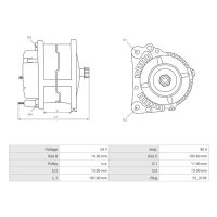 Lichtmaschine 24V / 80A / - - / CW für DAF Volvo