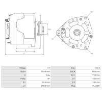 Lichtmaschine 12V / 150A / R9 / CW für Mercedes