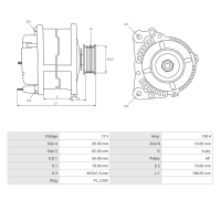 Lichtmaschine 12V / 150A / R6 / CW für Audi Skoda VW
